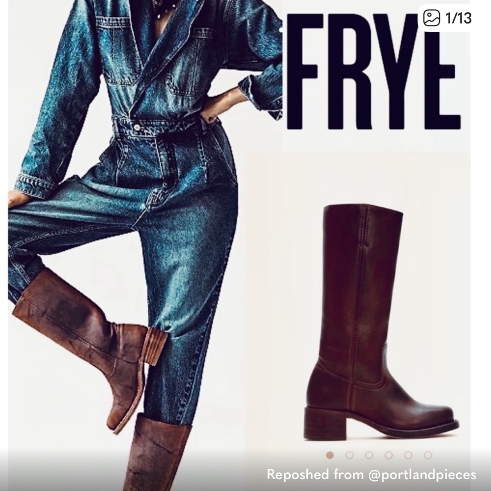 Frye Dark Brown Leather Heeled Boots